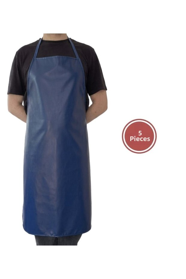 5 Pieces of Waterproof and Stain-Resistant Work Apron 70X120 cm Navy Blue Color