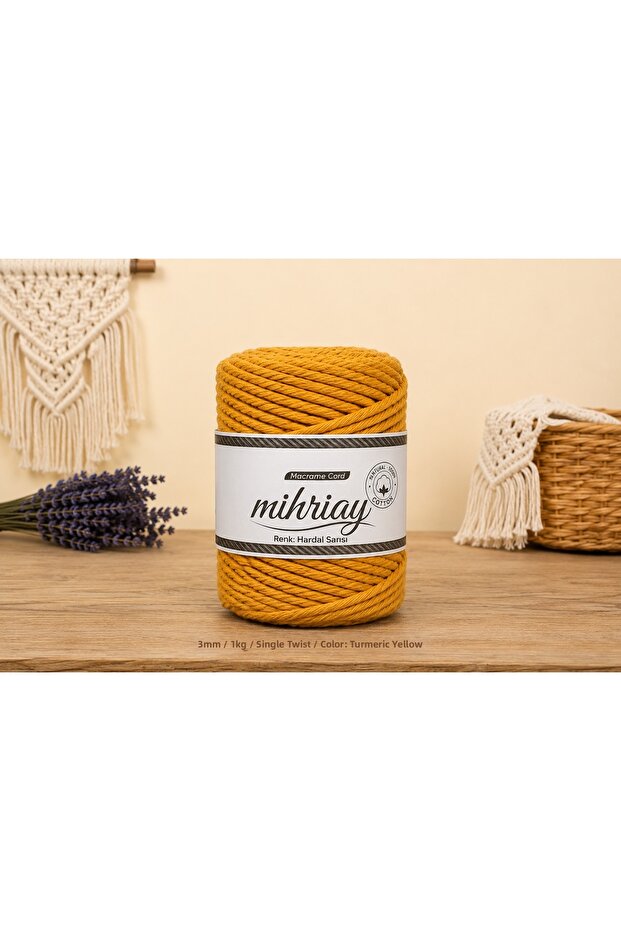 Single Twist 3 mm Macrame Cord 1 kg 100% Cotton Combed Cord