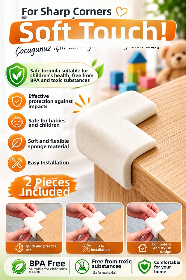 Baby Corner Protector Rubber Table Coffee Table Furniture Edge Sponge Shock Absorbing Bpa and Toxic Substances Free