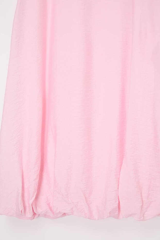 Pembe Bisiklet Yaka Askılı Arkası Fermuarlı Uzun Tulumlu Elbise TDRSS26EL00078 - 4