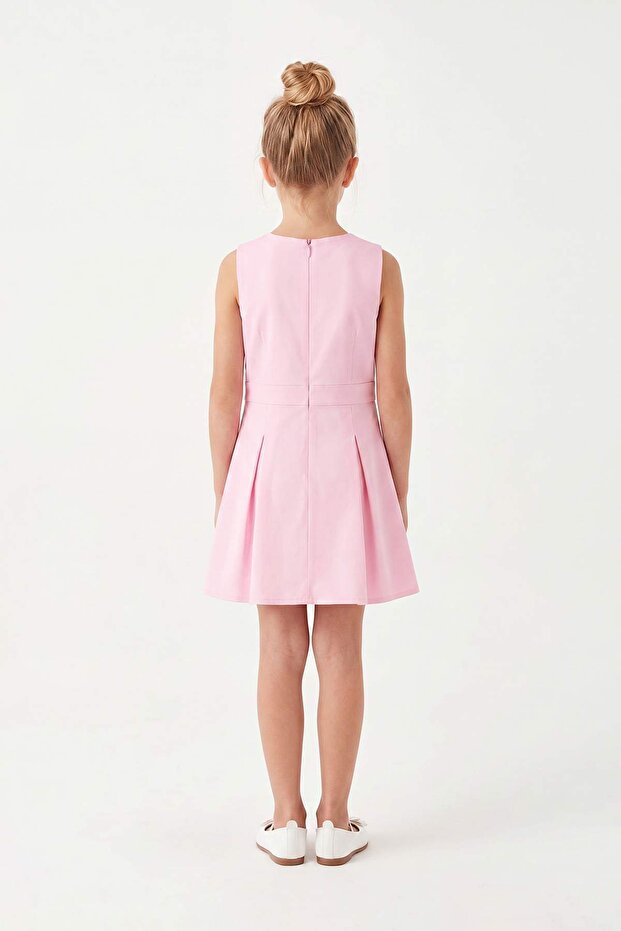 Pembe Kısa / Mini Düz Dokuma Elbise TKDSS26EL00002 - 3