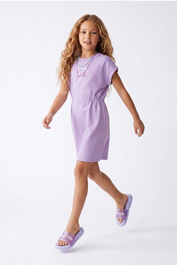 Lila Kısa / Mini Düz Örme Elbise TKDSS26EL00033 - 2