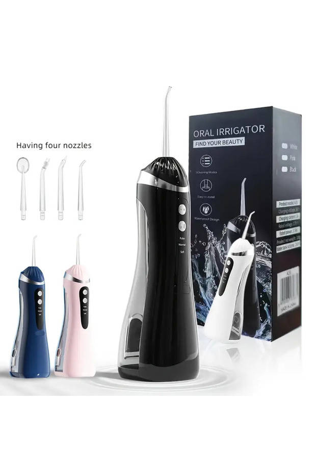 Electric Water Flosser, Cordless Portable Oral Irrigator, with 3 Modes And 4 Nozzles