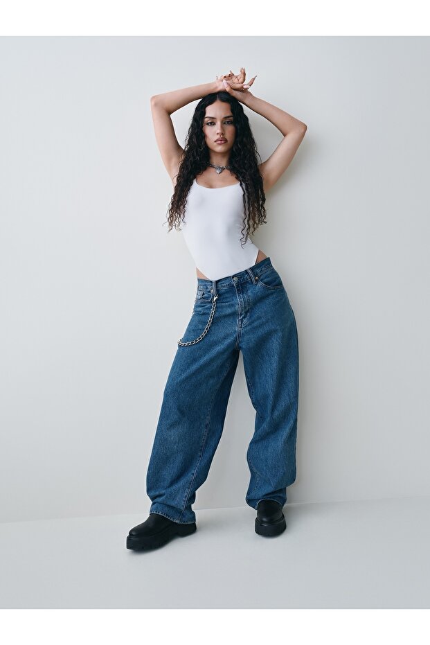 Erkek Mavi Baggy Jeans - 4