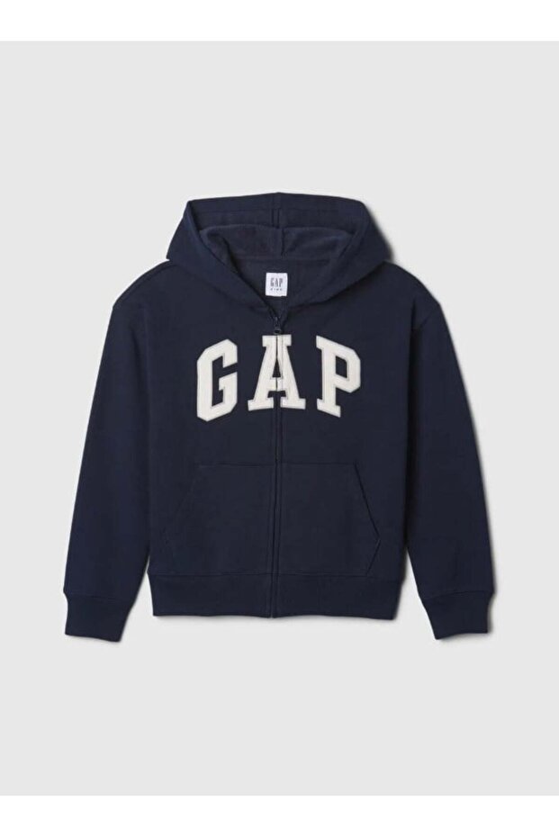 Gap boys' fleece-lined hooded jacket with lettering, ages 4-16, navy