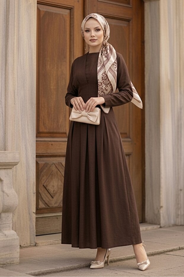 Bat Sleeve Modal Dress 1700 - Brown