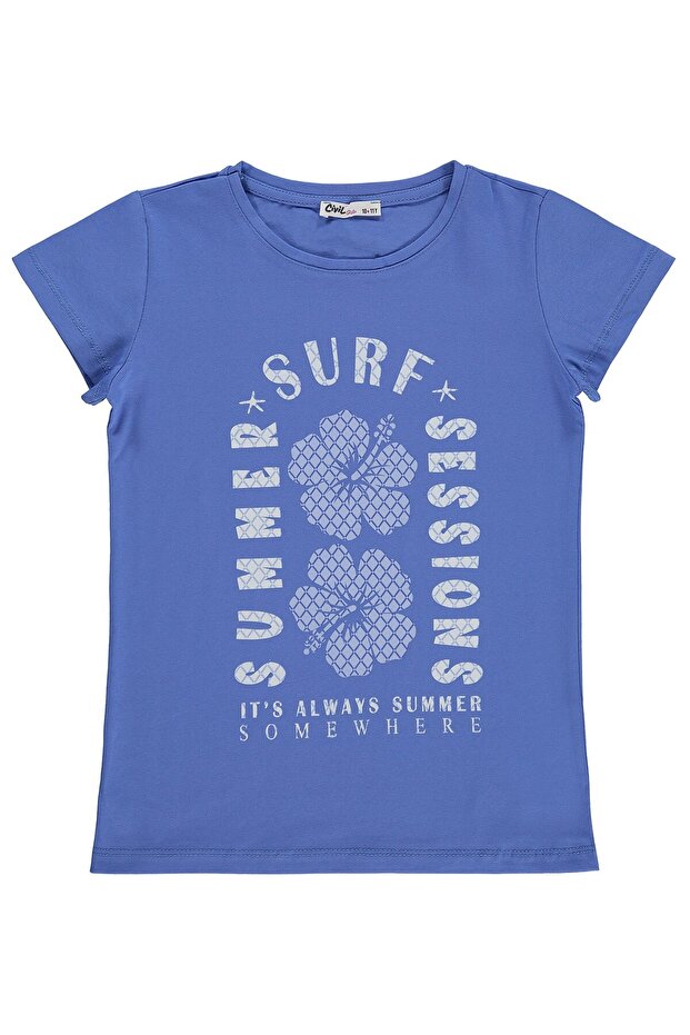 Summer Surf Sessions Printed T-Shirt for Ages 10-13 - Blue