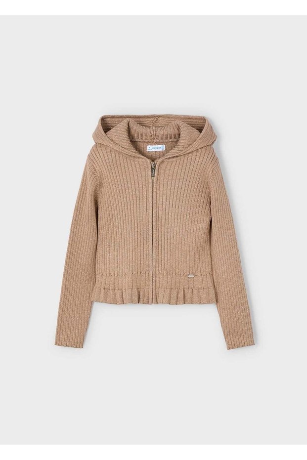 Girl's Knitted Glitter Cardigan Brown