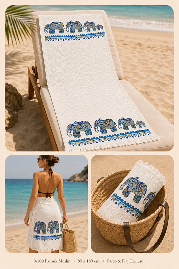 100% Cotton Muslin Peshtemal Beach Towel 80X180 cm Soft Sarong Pareo with Tassels High Absorbent Towel