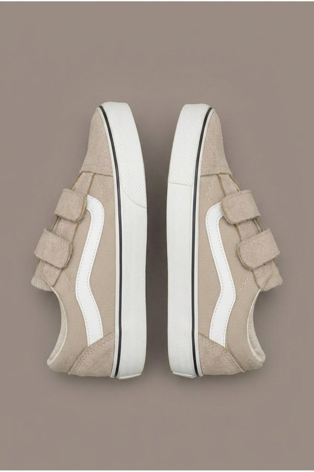 Children's Unisex Beige Rubber Sole Comfortable Fit Double Velcro Shoes