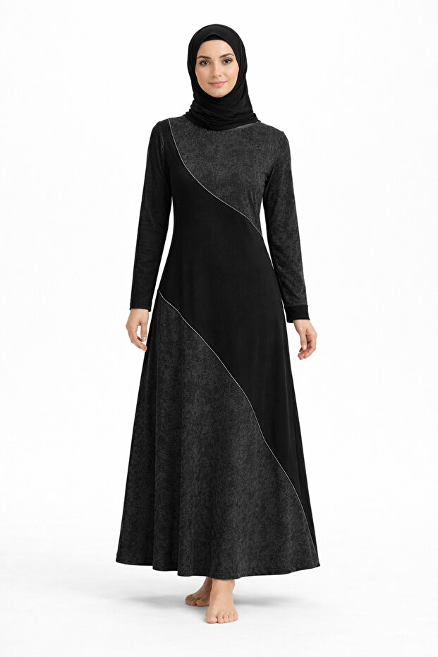 Women's Middle Age Patterned Mother's Combed Cotton Dress 4319