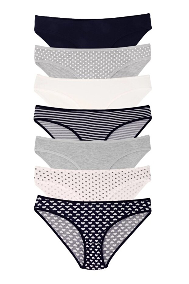 Women's Soft-salmon Black Cotton Lycra Panties 7 Pack 37000-96