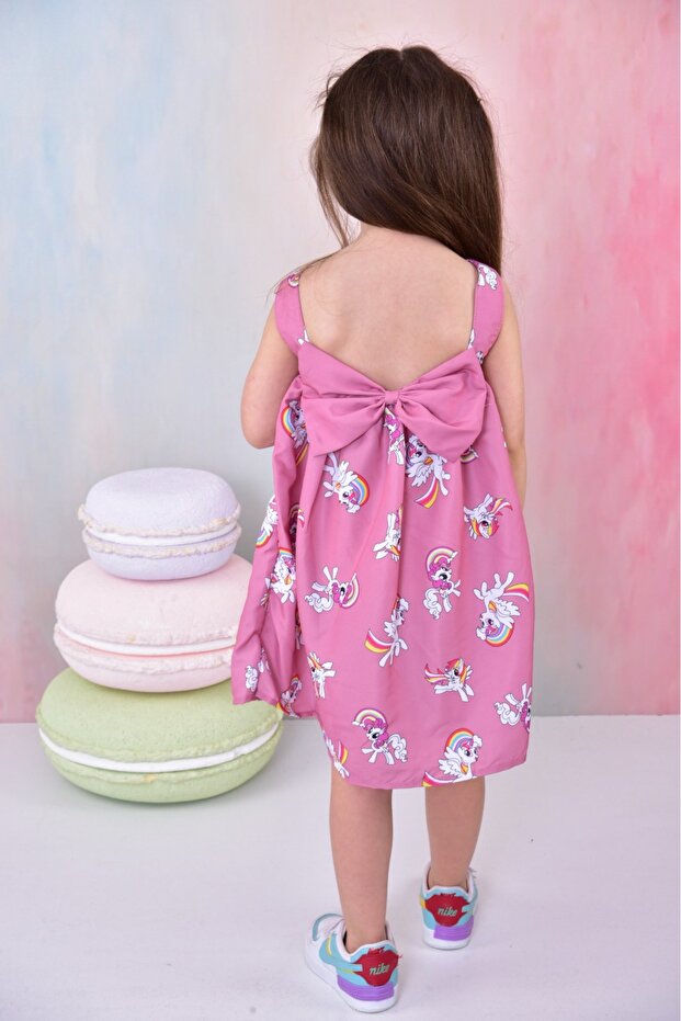 Bow Cartoon Patterned Birthday Dress