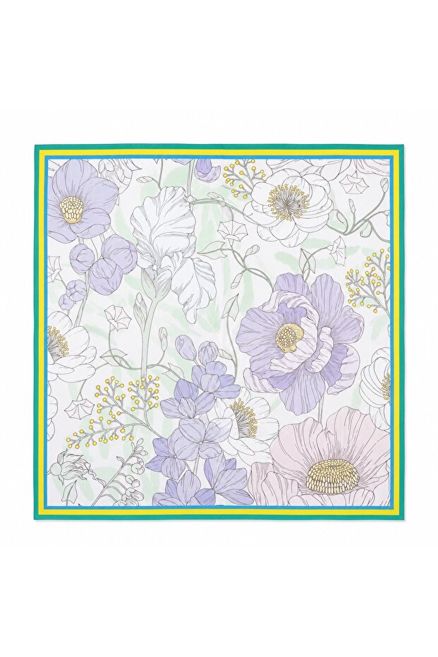 Pistachio Green Floral Patterned Scarf Estascarf
