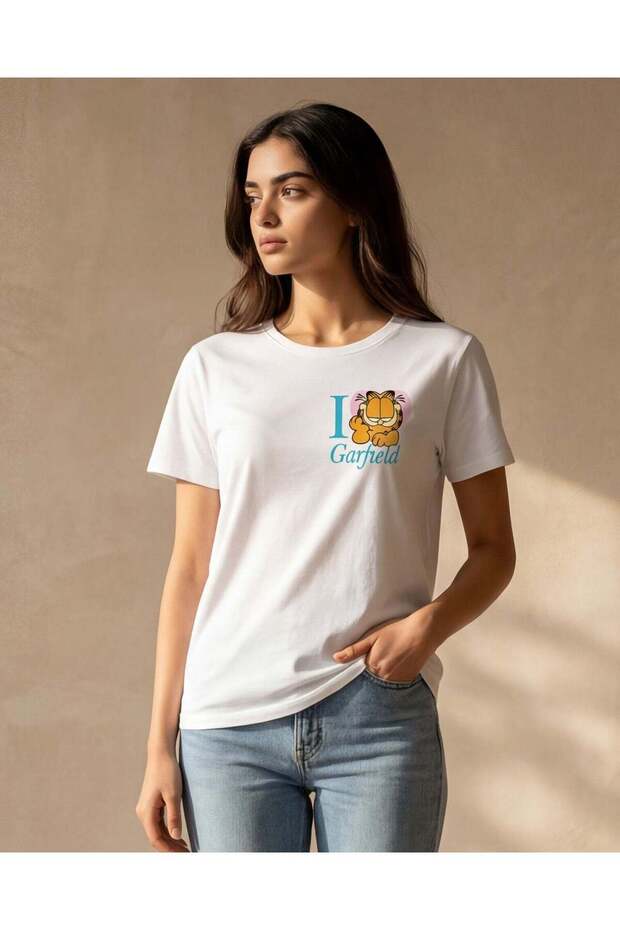 تي شيرت نسائي أبيض مطبوع