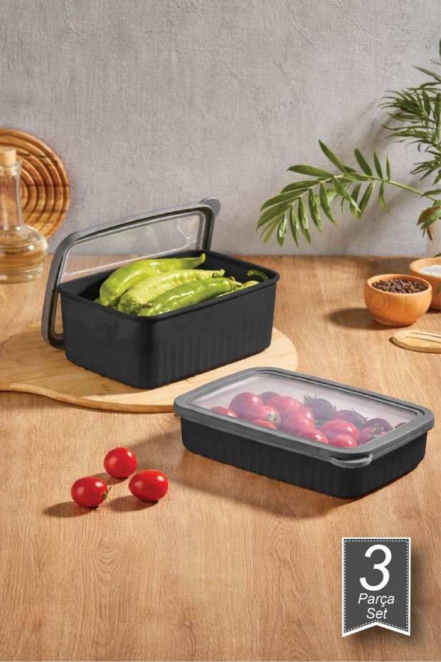 Vacuum Storage Container Rectangular Deep Large 1*4,2 Lt Sig 2*2,1 Lt Black-Vp-822