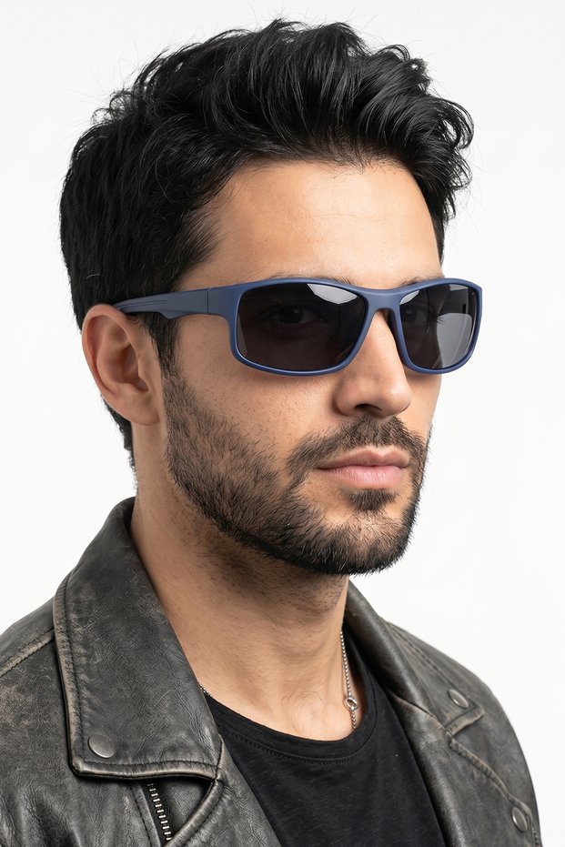 Matte Navy Blue Men's Sunglasses with Polarized Filter with Uv400 Protection 1306 C7070M