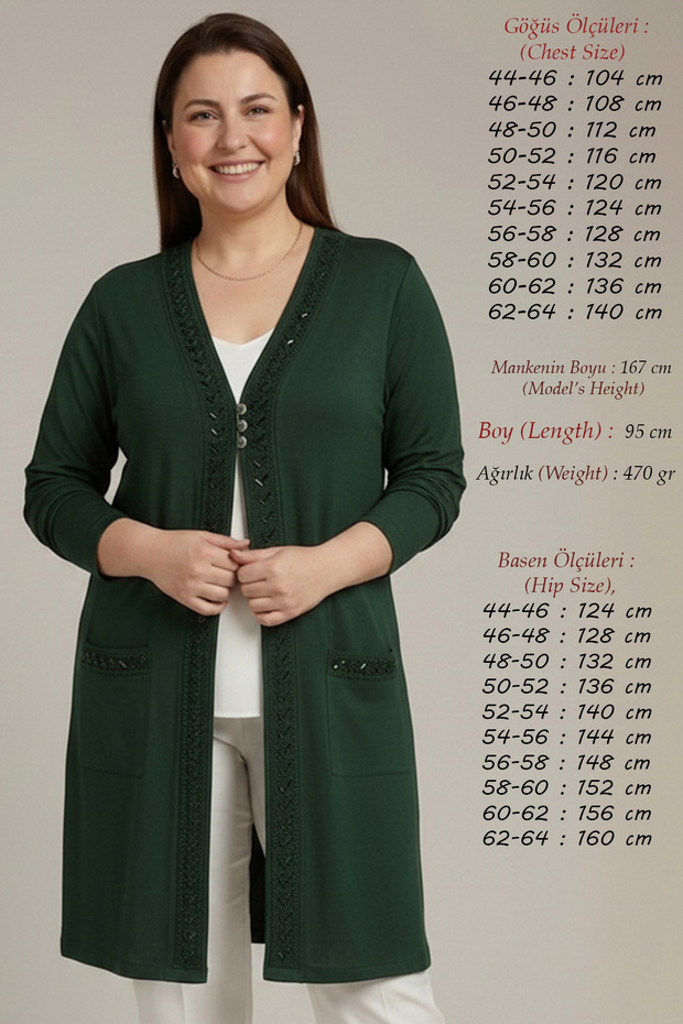 Plus Size Women's Summer Oversized Sweatproof Viscose Mother Cardigan Combed Cotton Breathable Brit Buttoned Tunic Long Khaki