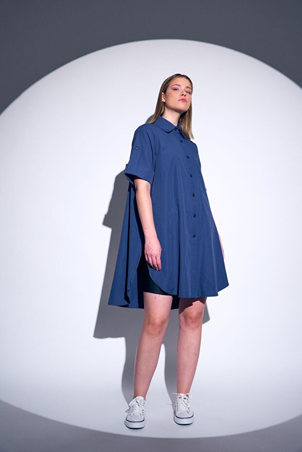 Short Sleeve Long Basic Shirt - 2