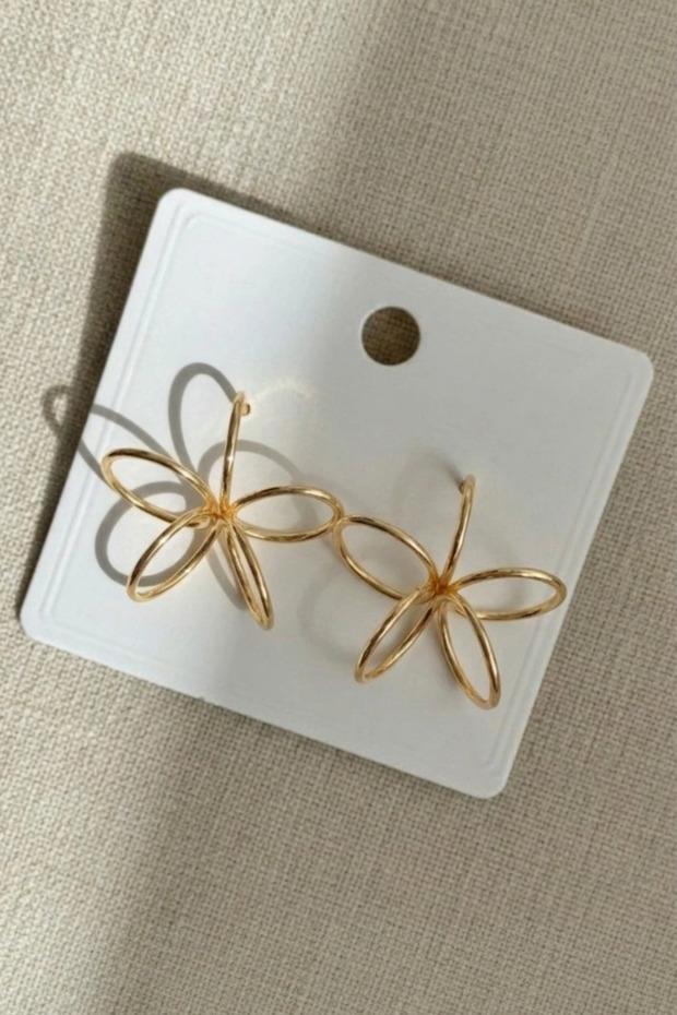 Gold Color Women's Wire Flower Earrings