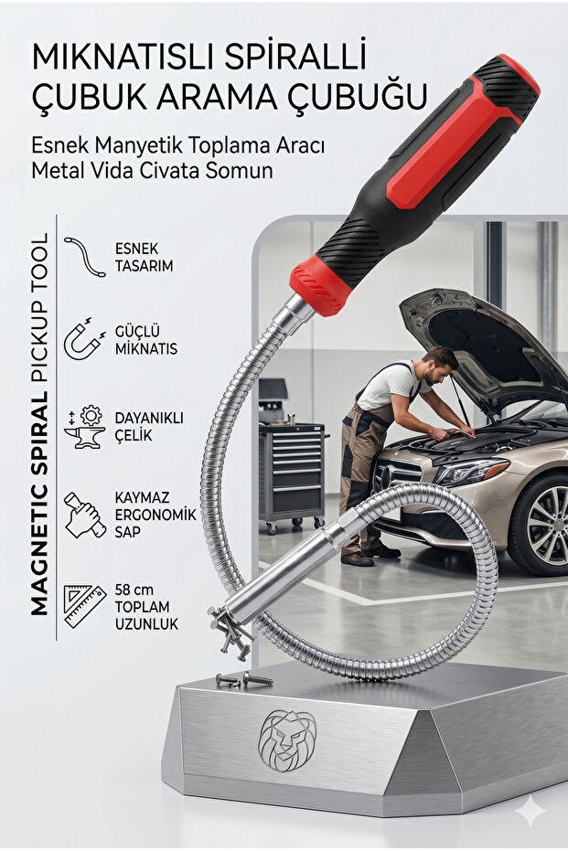 Flexible Magnetic Pick-Up Tool - Magnetic Spiral Rod Metal Screw Bolt Nut Search Stick 721781