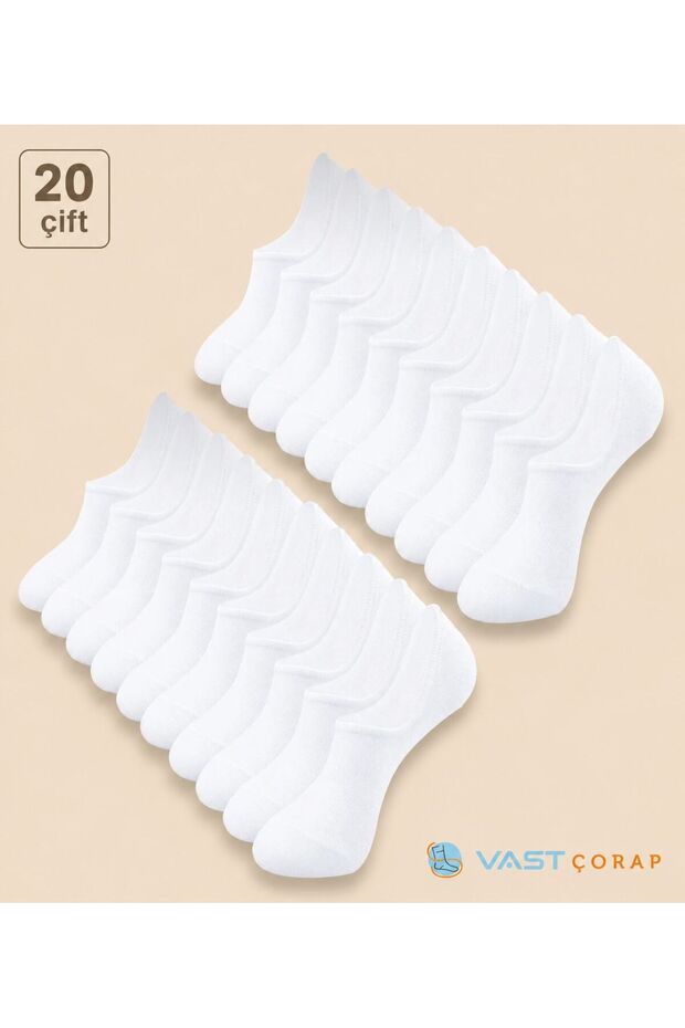 20 Pairs Cotton Invisible Sneaker Socks White - Men's and Women's Ankle Socks