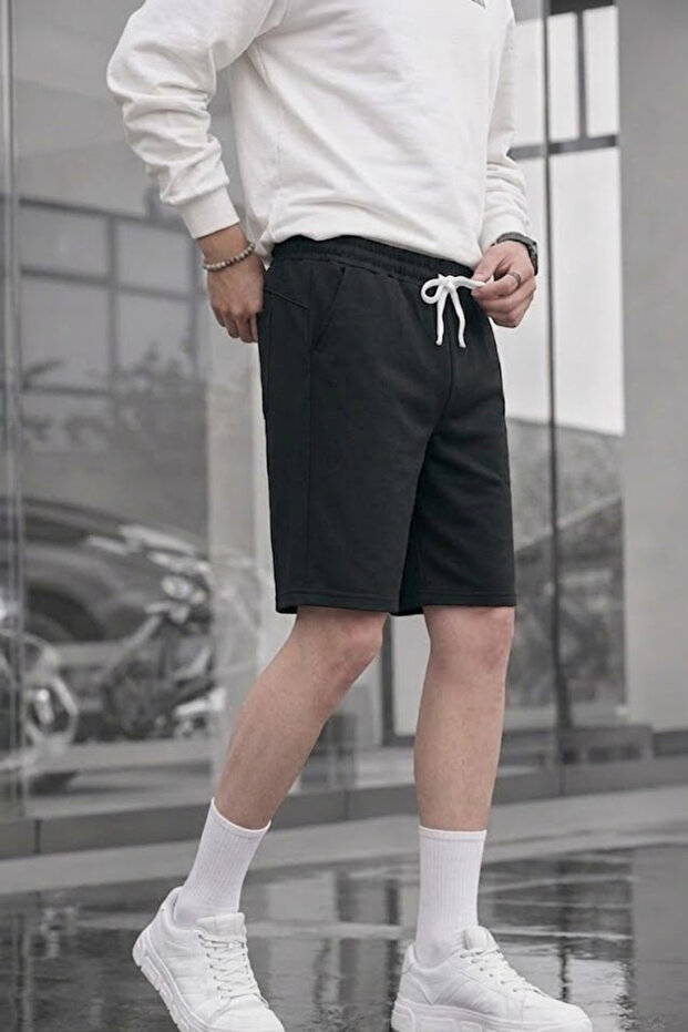 Men's Daily Basic Regular Black Shorts - 5