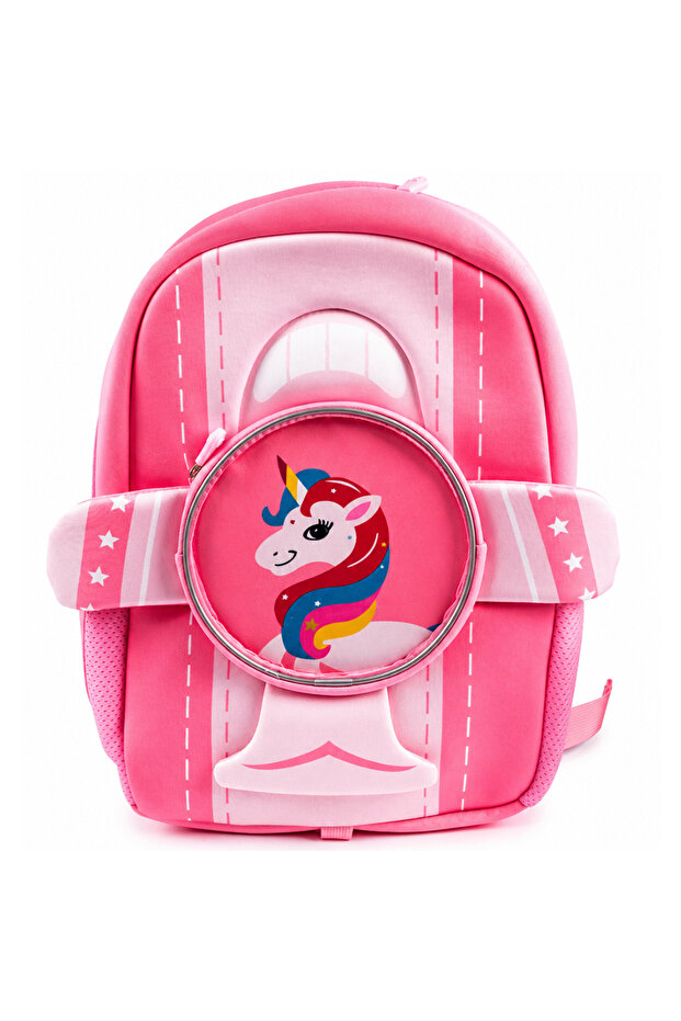 - Aeroplane Style Unicorn Printed Backpack - Pink - 16.5-Inch