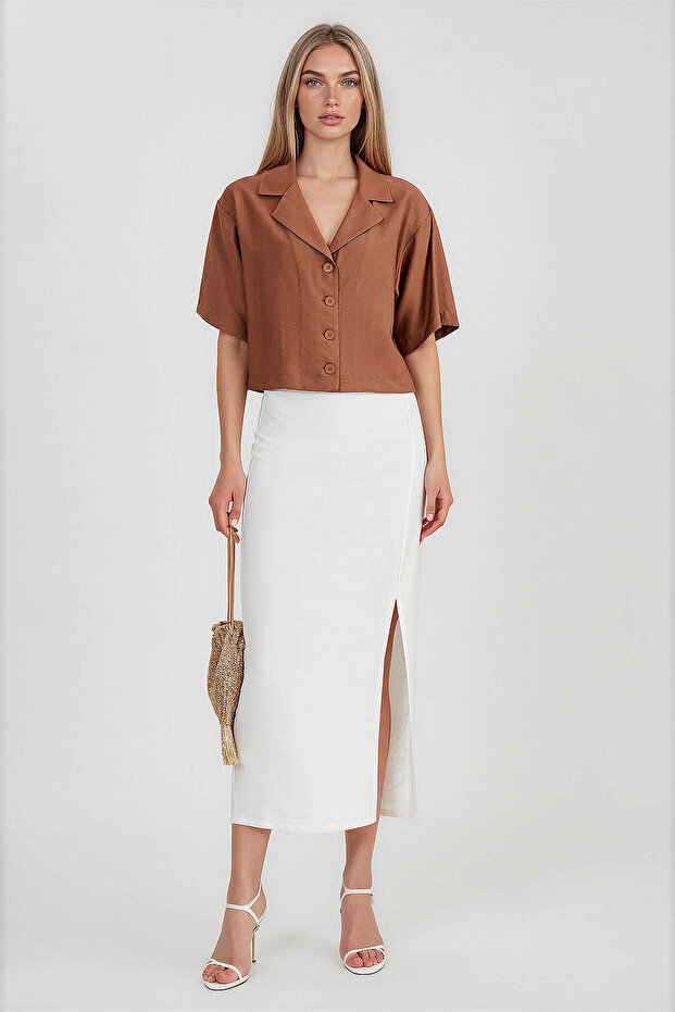 Midi Skirt with Front Slit
