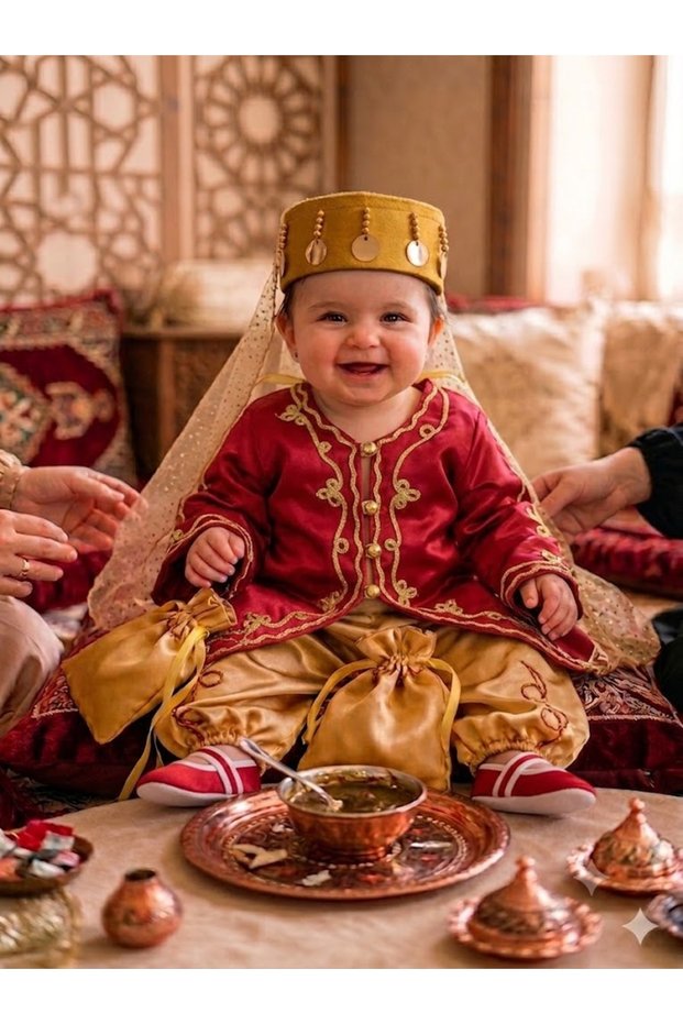 Baby Girl 4 Piece Children's Bindallı Mevlüt Henna Set Henna Costume for 6 Months Henna Costume Baby Birth Gift