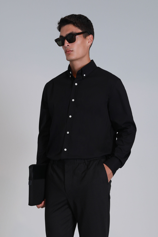 Jakob Erkek Basic Gömlek Slim Fit Siyah - 3