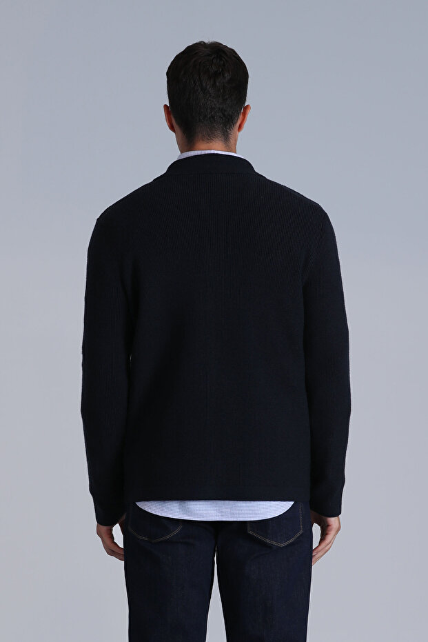 Ανδρική ζακέτα Navy Blue Solid - 6