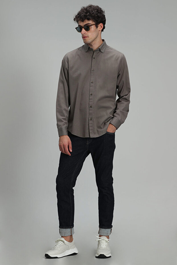 Ανδρικό πουκάμισο Quel Basic Regular Fit Khaki - 5