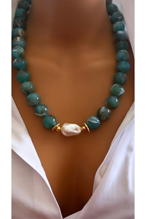 Acrylic Beads Pearl Appearance Bead Design Necklace