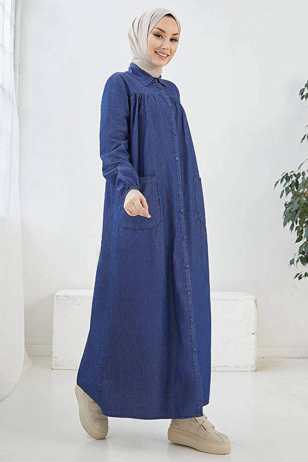 Mayra Robe Pocket Denim Dress - Blue