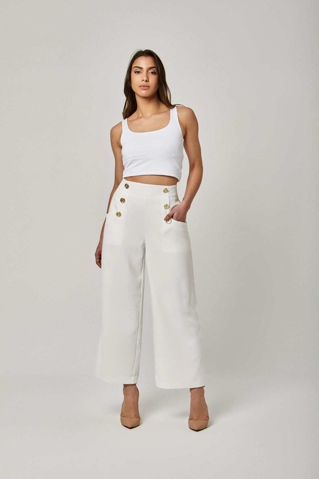 Solid Wide-Leg Pants