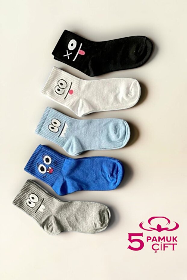5 Pairs Women Men Cotton Colorful Patterned College Socks Unisex Socks Set