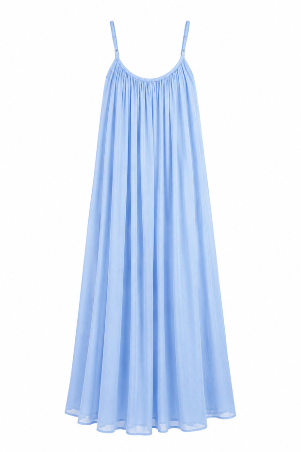 Blue tonal striped strap dress