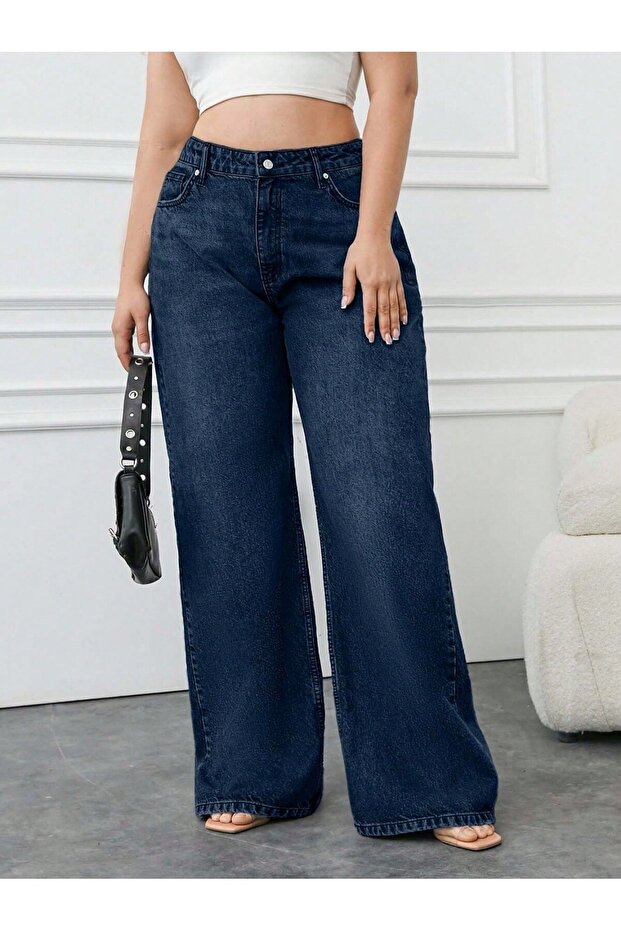 High Waist Wide Leg Cotton Jeans