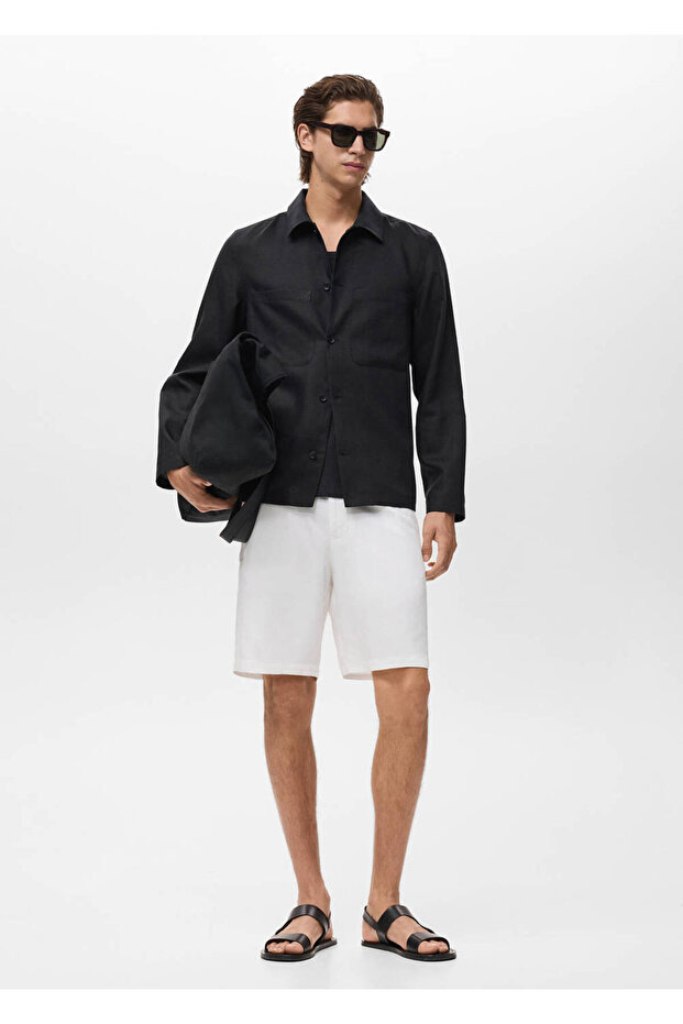 Bermudashorts aus Leinenmischung mit elastischem Bund - 2
