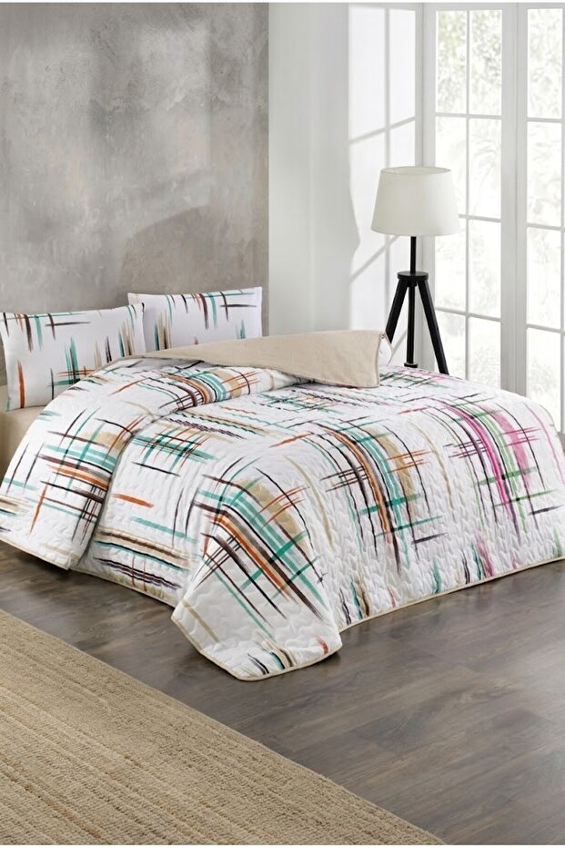 Style 4 Seasons Quilted (200X220) Double Size Quilt Cover Set 220X240 Bed Sheet