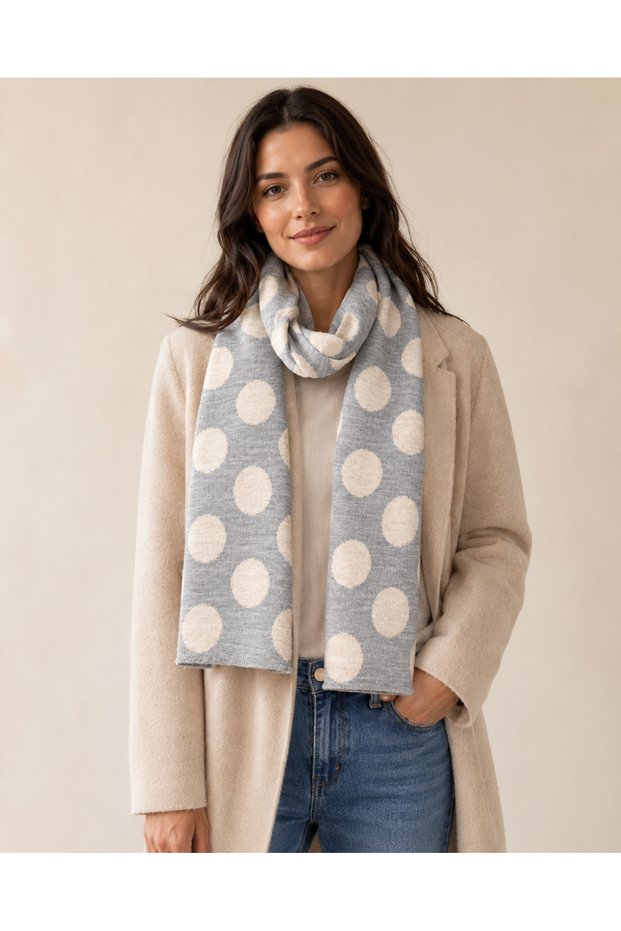 Polka Dot Patterned Knitwear Scarf