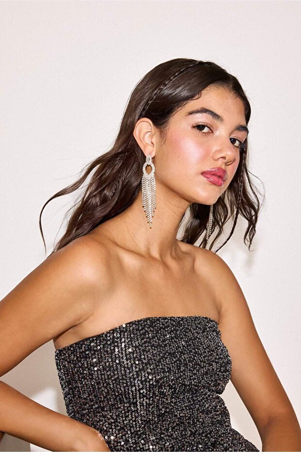 Women's Silver Color Earrings H8638Axns
