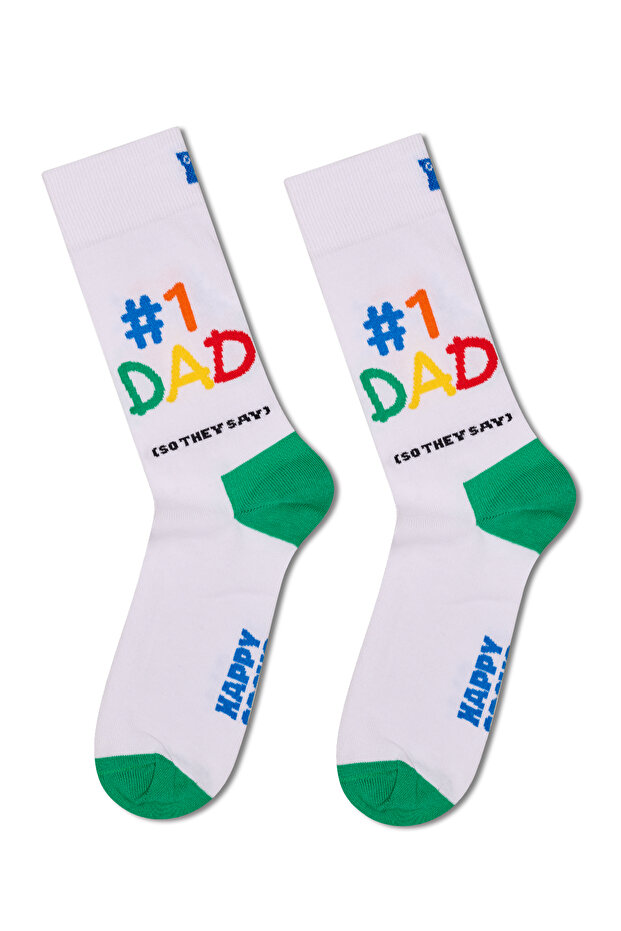 جوارب Happy Socks للرجال من القطن الأبيض المنقوش P004997