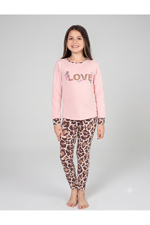 Girls' Cotton Elastane Fabric Pajama Set 9160