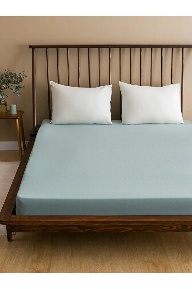 Flat Cotton Elastic Double Bed Sheet 160X200X30 cm (W4)