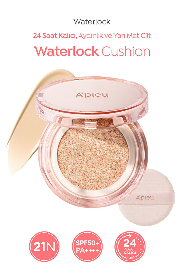 A'Pieu Waterlock Humidifier Cushion - Lasting 24 Hours, with Essence, Spf50+/Pa++++ (21N)