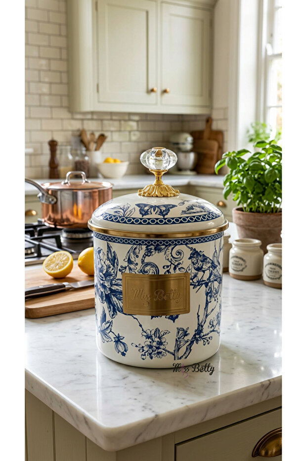 Enamel Medium Size Jar Blue Life