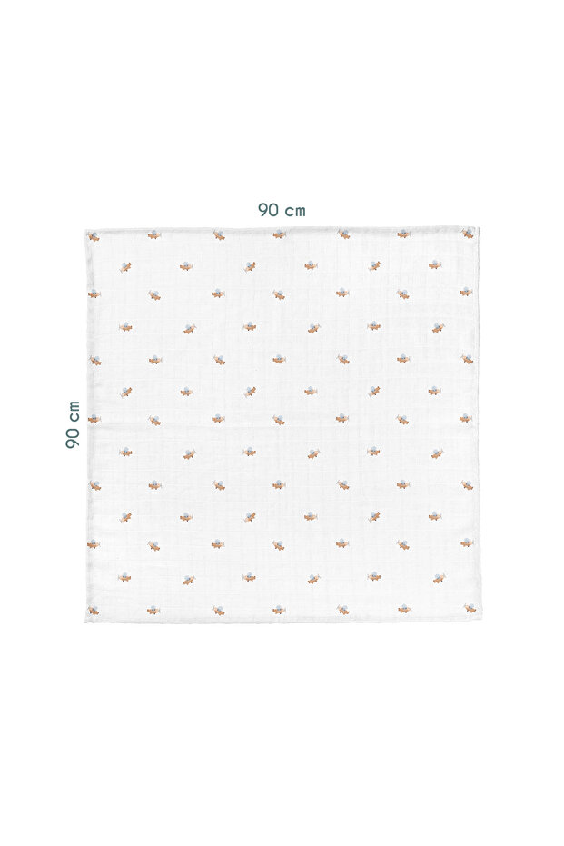 Happy Tony 100% Organic Cotton Muslin Blanket 90 X 90 cm