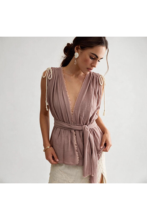Yildiz Bohem Cotton Woven Blouse / Brown
